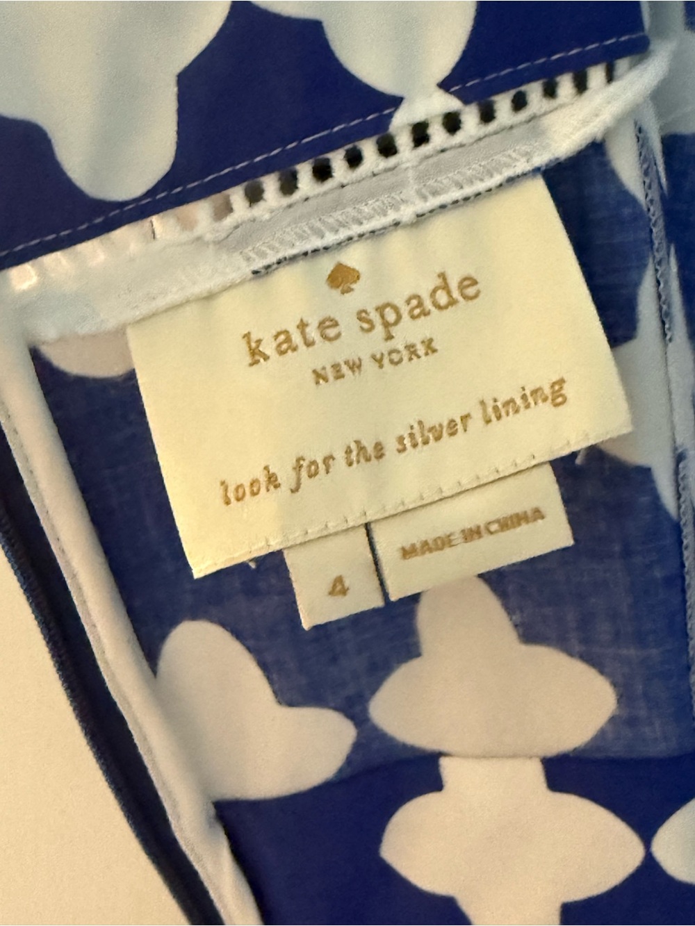 kate spade Blue and White Geometric Lantern Poplin Strap Sundress - Picture 8 of 8